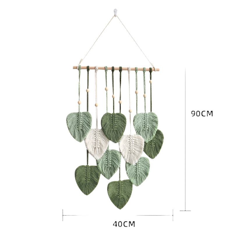 Green Leaf Macrame Wall Art - Boho Home Room Decor