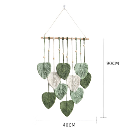 Green Leaf Macrame Wall Art - Boho Home Room Decor